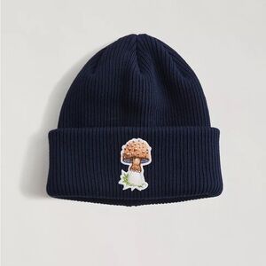 🎉HOST PICK🎉 druthers Gorey Embroidered Shroom Beanie, navy, one size, nwt